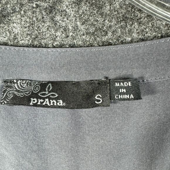 Prana Natassa Dress Women's Small Grya Charcoal Roll Tab Sleeve Shift - Picture 3 of 8